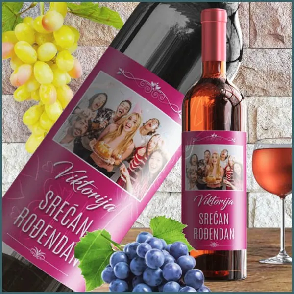 Srećan rođendan nalepnica za vino