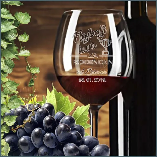 Proizvod Najbolji kum čaša za vino Slika