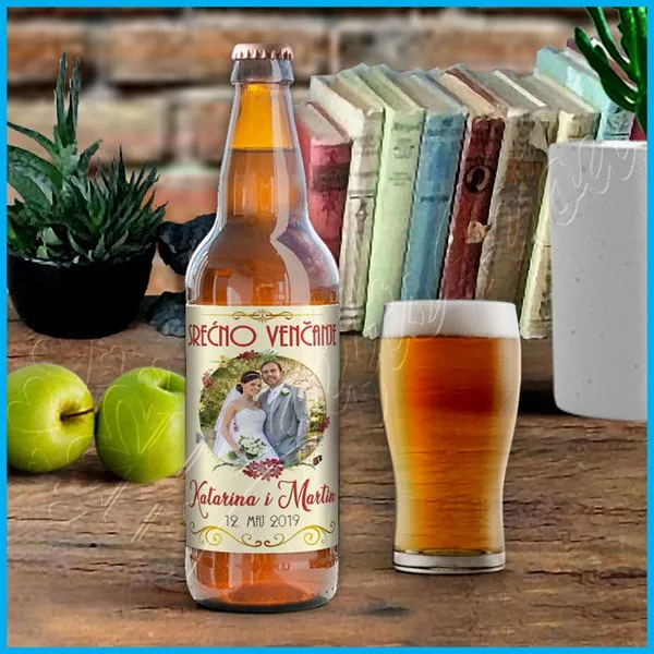 Proizvod Nalepnica za pivo srećno venčanje Slika