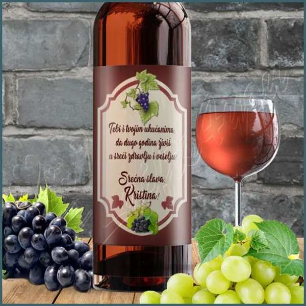 Proizvod Srećna slava nalepnica za vino Slika